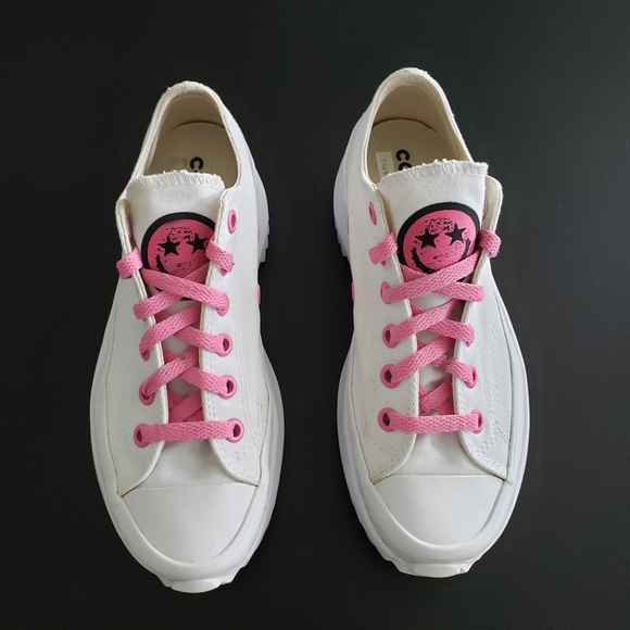 Converse Run Star Hike Platform Low Shoes Size 7.5 White Pink Chuck Taylor - Picture 3 of 11